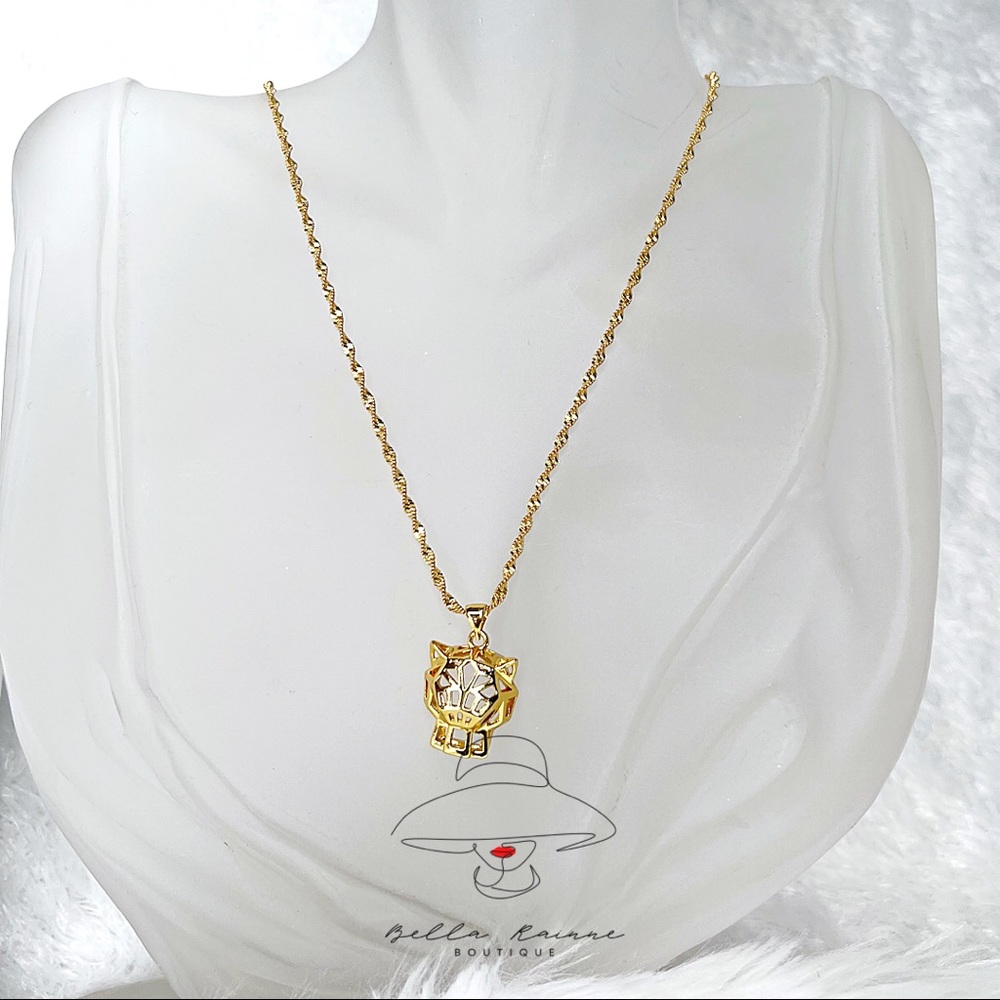 10k Thailand Gold Fashion Necklace with Panthe Pendant